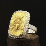 Sterling Silver Honey Bee Signet Ring for Women