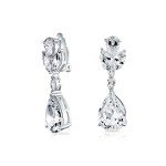 Elegant Pear-Shaped Teardrop CZ Clip-On Earrings