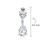 Elegant Pear-Shaped Teardrop CZ Clip-On Earrings