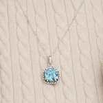 Sterling Silver Vintage Rope Necklace with Aquamarine