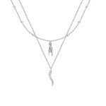 Italian Horn Hand Necklace: Sterling Silver Layered Amulet