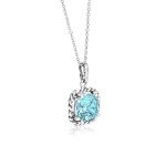 Sterling Silver Vintage Rope Necklace with Aquamarine