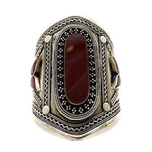 Afghan Tribal Vintage Red Stone Cuff Bracelet