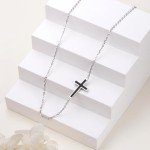 Black Cross Sideways Choker Necklace in Sterling Silver