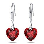 Red Heart Dangle Earrings in Sterling Silver
