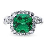 Sterling Silver Green Cushion Cut CZ Cocktail Ring