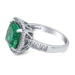 Sterling Silver Green Cushion Cut CZ Cocktail Ring