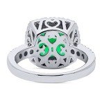 Sterling Silver Green Cushion Cut CZ Cocktail Ring
