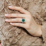 Sterling Silver Green Cushion Cut CZ Cocktail Ring