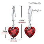 Red Heart Dangle Earrings in Sterling Silver