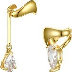 Unique Twisted Geometry Zirconia Ear Cuff