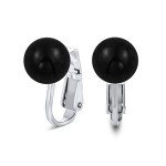 Sterling Silver Black Onyx Clip-On Stud Earrings