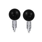 Sterling Silver Black Onyx Clip-On Stud Earrings