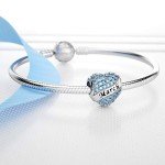 March Birthstone Heart Charm for Pandora Bracelets