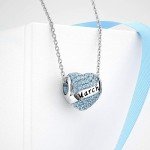 March Birthstone Heart Charm for Pandora Bracelets