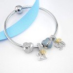 March Birthstone Heart Charm for Pandora Bracelets