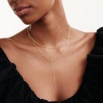 GELIN 14K Gold Diamond Y-Necklace for Women