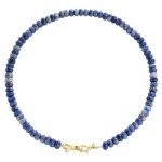Sapphire Beaded Choker Necklace with Gold Bow