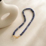 Sapphire Beaded Choker Necklace with Gold Bow