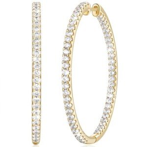 Gold Diamond Hoop Earrings for Women 40mm