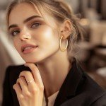 Gold Diamond Hoop Earrings for Women 40mm