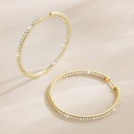 Gold Diamond Hoop Earrings for Women 40mm