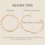 Gold Diamond Hoop Earrings for Women 40mm