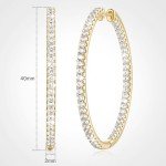 Gold Diamond Hoop Earrings for Women 40mm