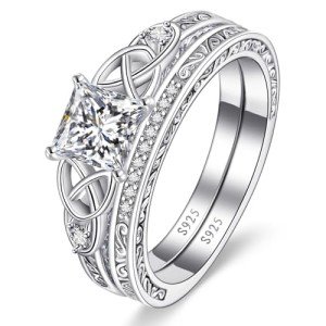 Princess Cut Engagement & Wedding Ring Set for Women