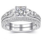 Princess Cut Engagement & Wedding Ring Set for Women