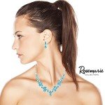 Aqua Blue Crystal Teardrop Necklace and Earrings Set