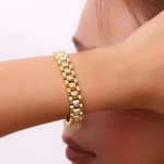 Trendy 18K Gold Waterproof Link Bracelet for Women