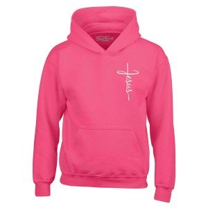 Cursive Jesus Cross Pocket Hoodie Sweatshirt