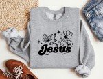 Jesus Floral Crewneck Sweatshirt with Bible Verse