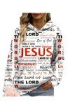 Christian Women's Hoodie with Jesus Print - XXL
