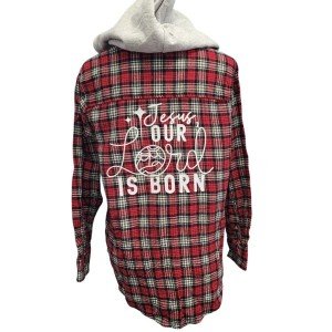 Hand Printed Women's Jesus Our Lord Flannel Hoodie