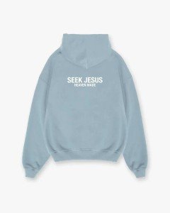 Light Blue Unisex Seek Jesus Hoodie – Large
