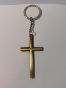 Gold Cross Keychain Featuring Jesus