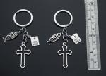 Christian Cross and Fish Charms Keychain Set