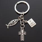 Trust God Christian Keychain with Cross and Fish
