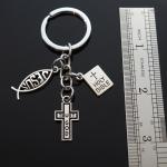 Trust God Christian Keychain with Cross and Fish