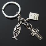Trust God Christian Keychain with Cross and Fish