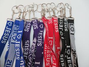 Set of 12 "I Love Jesus" Lanyard Key Chains