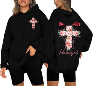 Women’s Jesus Faith Hoodie – Inspirational Black Sweatshirt