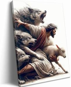 Jesus and Lamb Canvas Wall Art for Home