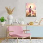 Jesus Walking with Girl Canvas Wall Art