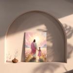 Jesus Walking with Girl Canvas Wall Art