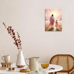 Jesus Walking with Girl Canvas Wall Art