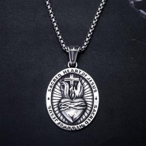 Sacred Heart of Jesus Stainless Steel Pendant Necklace