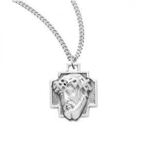 Sterling Silver Jesus Cross Crown of Thorns Necklace